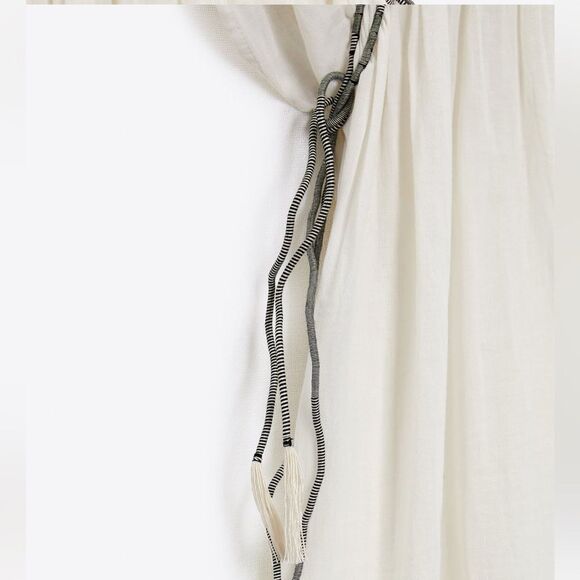 Zara White Maxi Dress with Black Embroidered Stripes - Picture 9 of 10